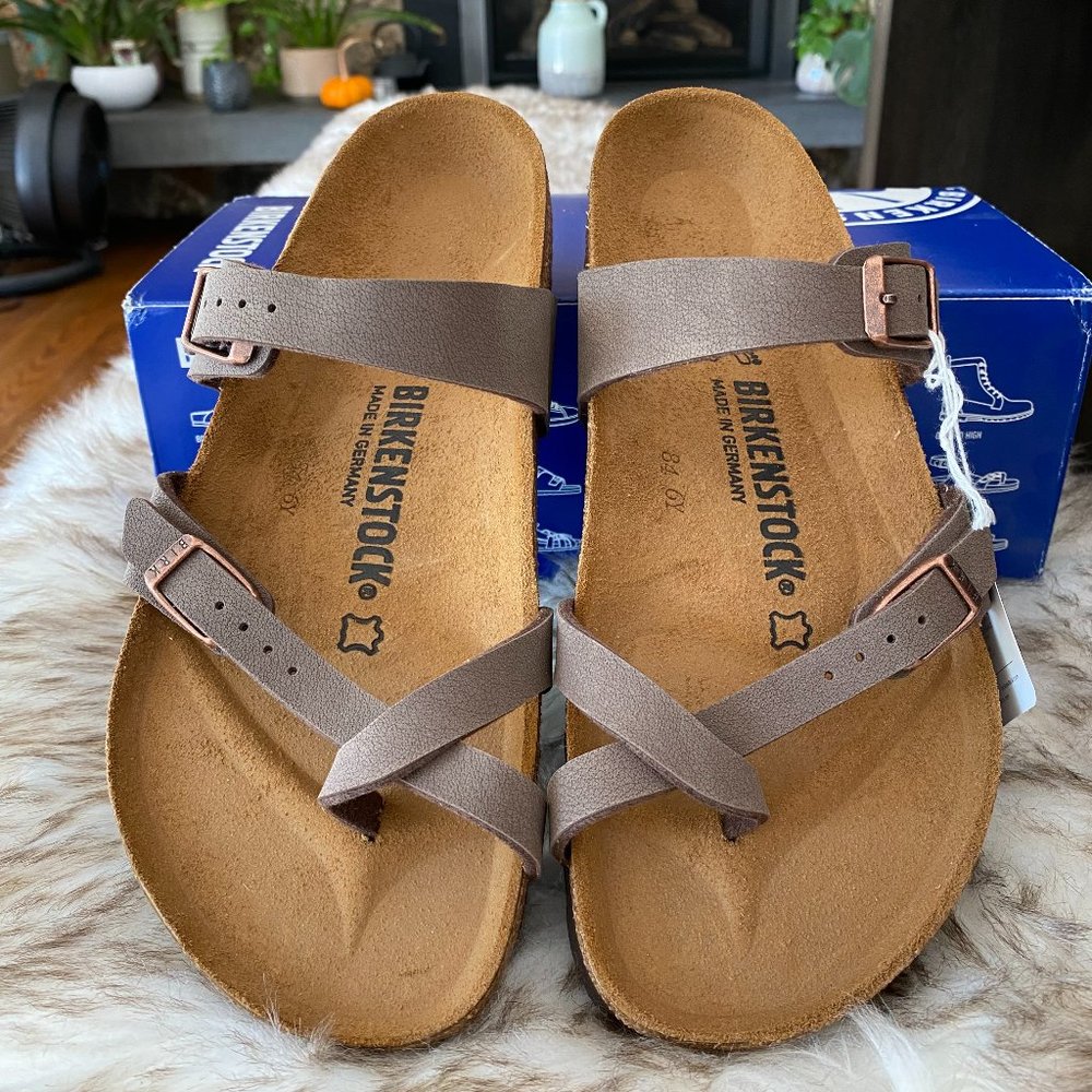 Birkenstock Brown Sandals with Copper Buckles